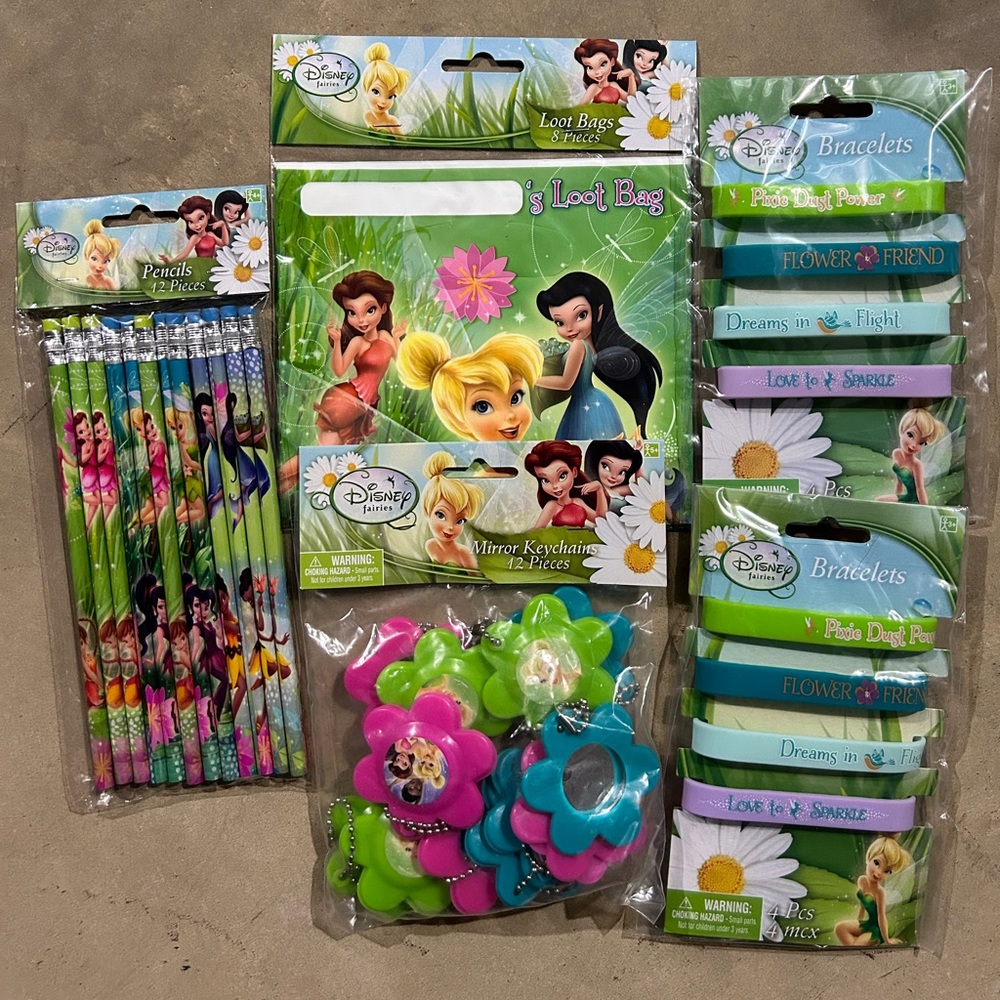 Tinker Bell & Fairies Birthday Party Favor and treat bags Supplies 8-12 Count